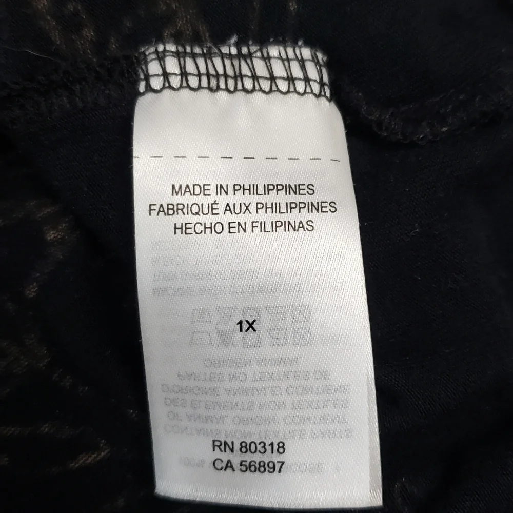 Lucky Brand Black Keyhole Detail Peasant Top Black & Tan Size 1X Boho